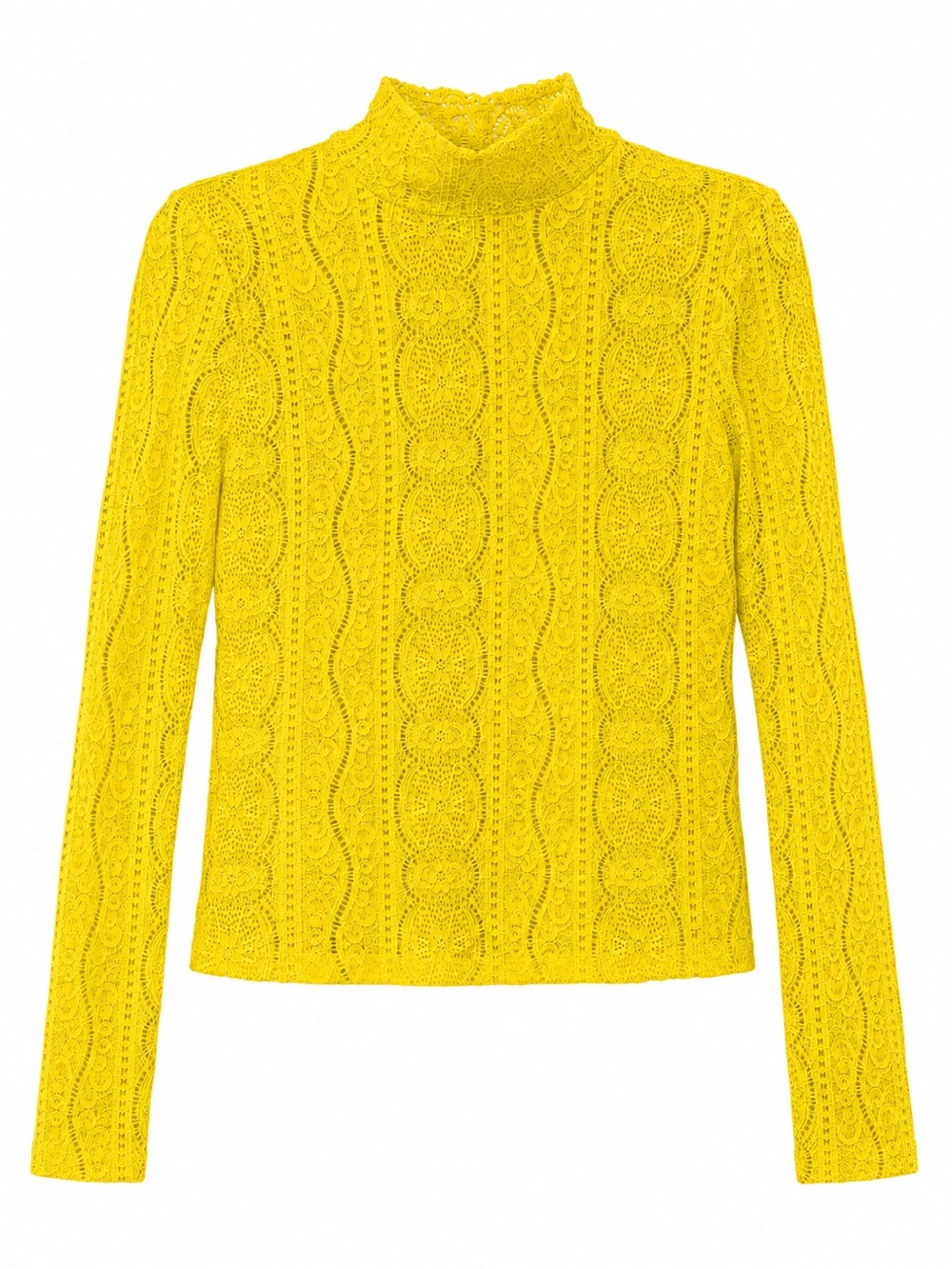 Anthropologie NWT Lace Mock Neck Top XS Chartreuse Lime Green Yellow Long Sleeve